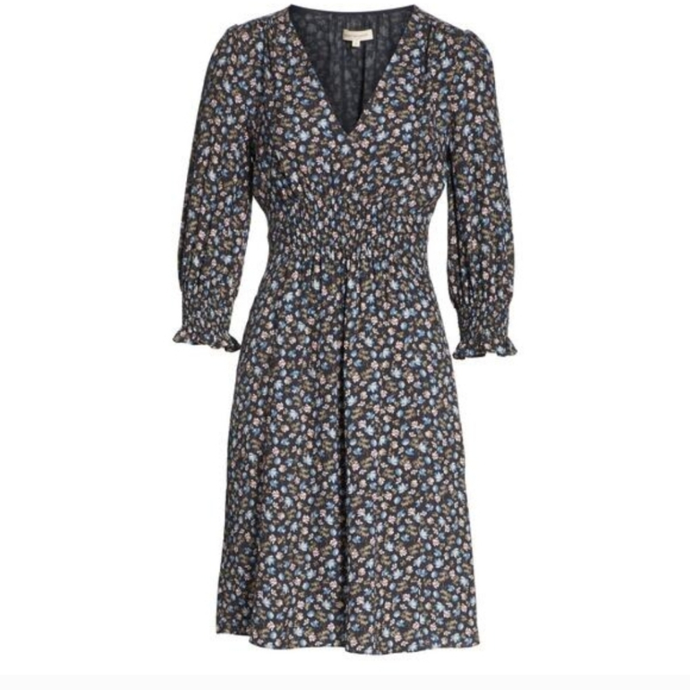 Rebecca Taylor Zelma Floral Silk V-Neck Dress Size 6